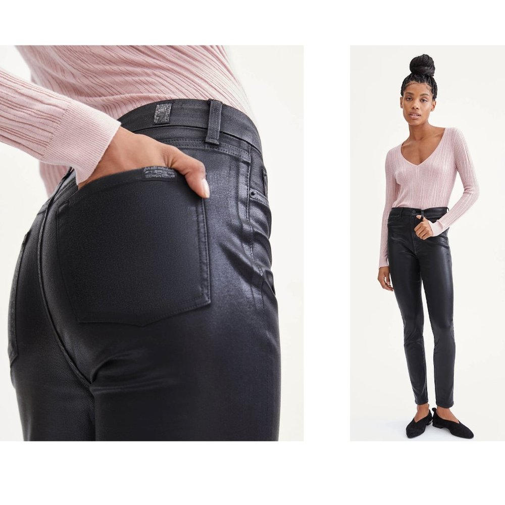 7 For All Mankind Coated B(AIR) High Waist Jeans in Black Sz. 27